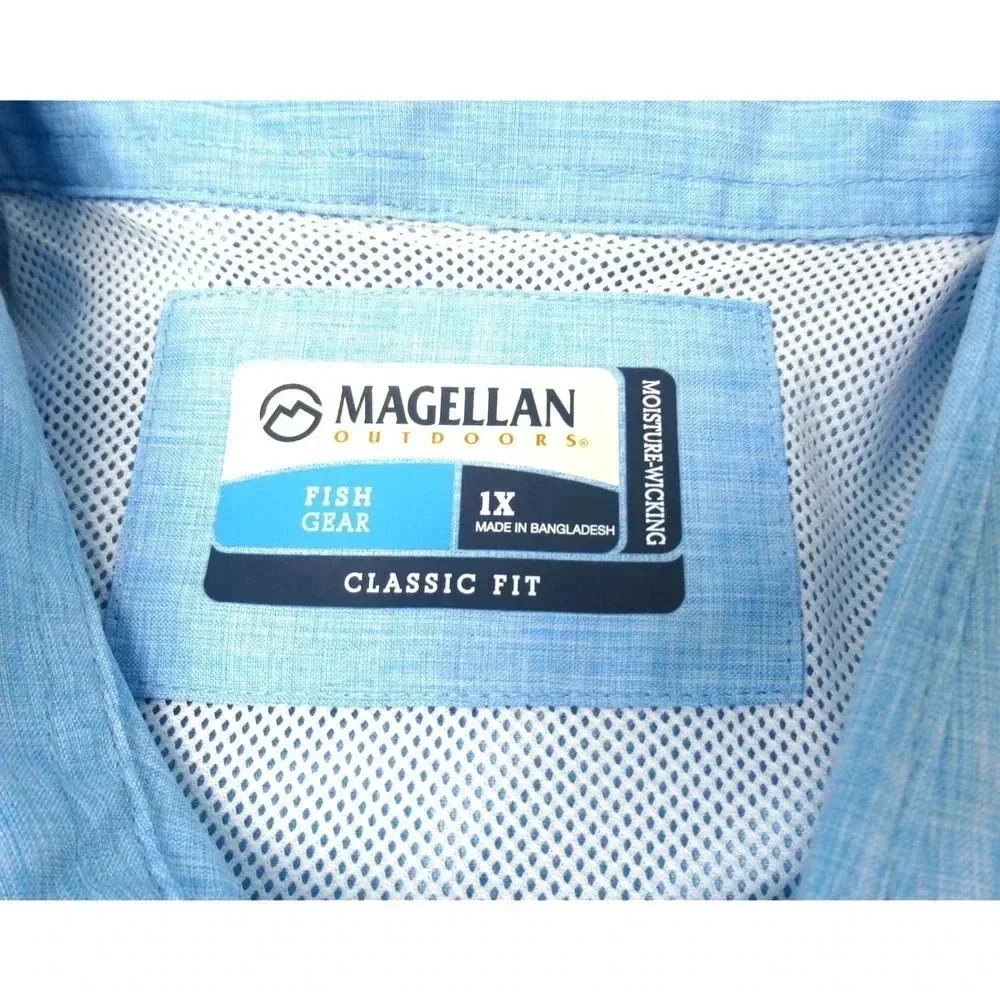Magellan Outdoors Mens Shirt Fish Gear Classic Fit Moisture Wicking Size 1X Blue - Picture 3 of 7